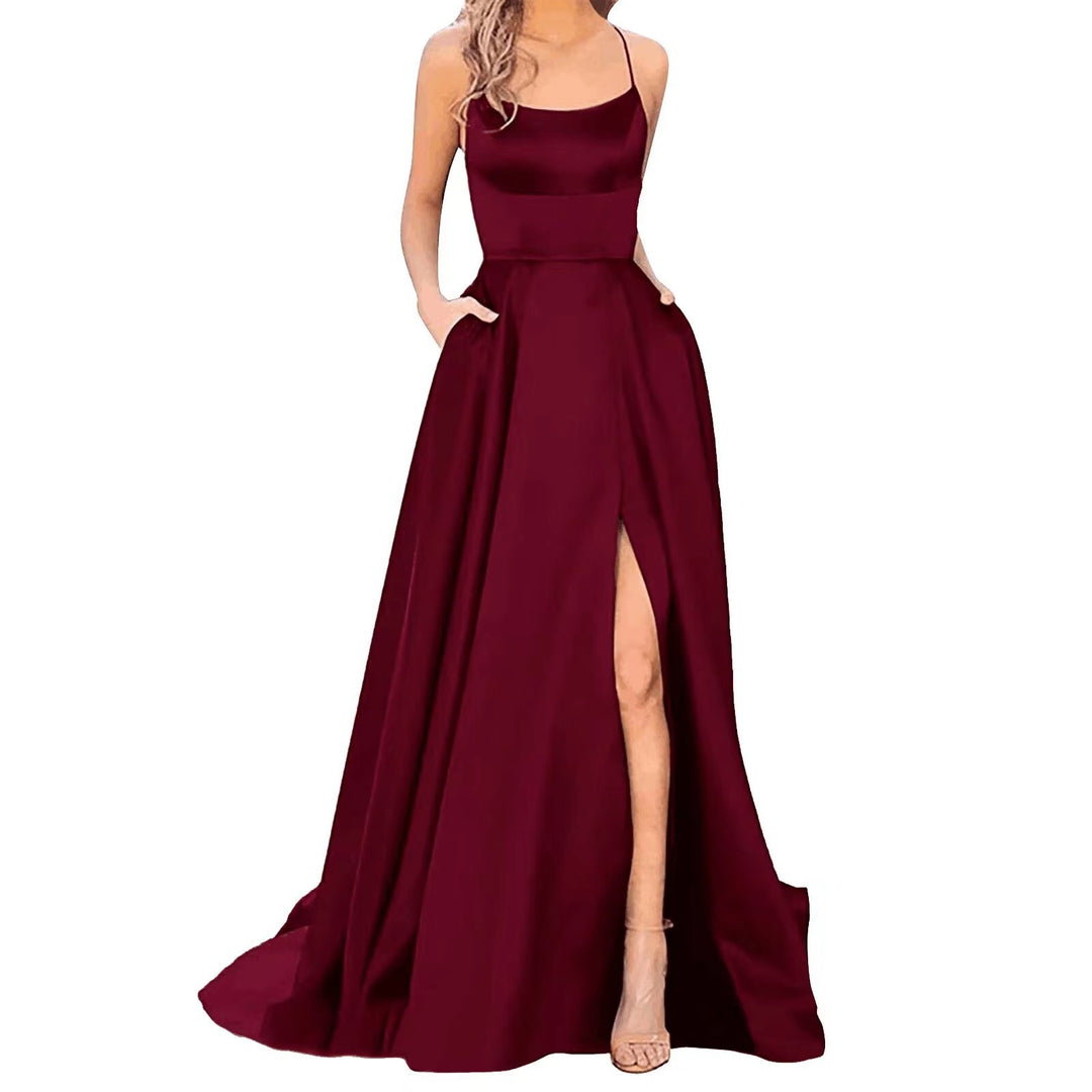 Solid Color Long Slimming And Shoulder Hollow Girlfriends Fashion Bridesmaid Party Dress - Onouthati