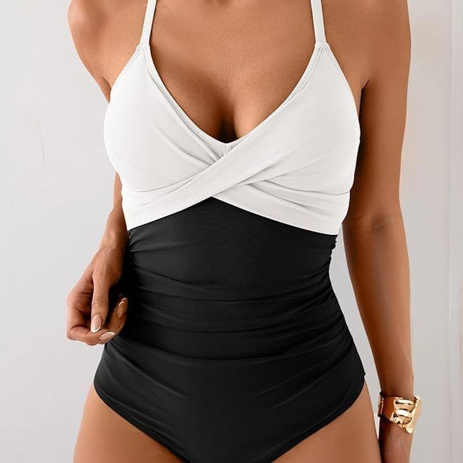 Bikini Sexy Foreign Trade One-piece Swimsuit Female Contrast Color Personality - Onouthati