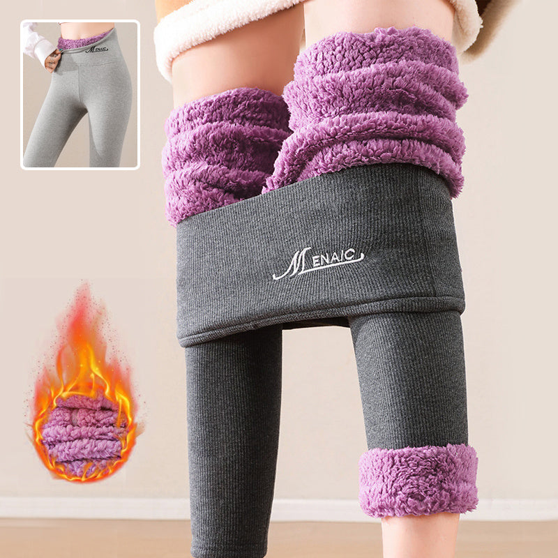 High Waist Plush Leggings Winter Warm Solid Slim Pants Fashion Trousers For Women Clothing - Onouthati