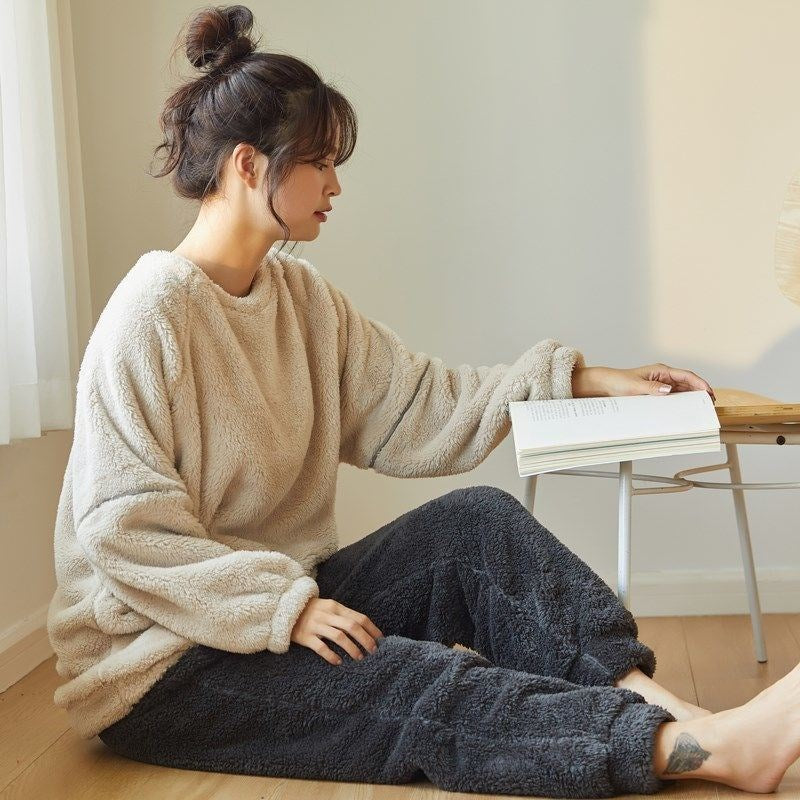 Coral Velvet Thickened Pajamas Women Autumn And Winter Models - Onouthati