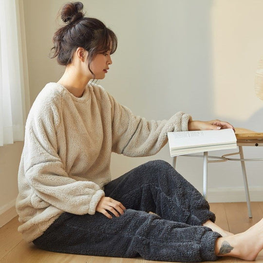 Coral Velvet Thickened Pajamas Women Autumn And Winter Models - Onouthati