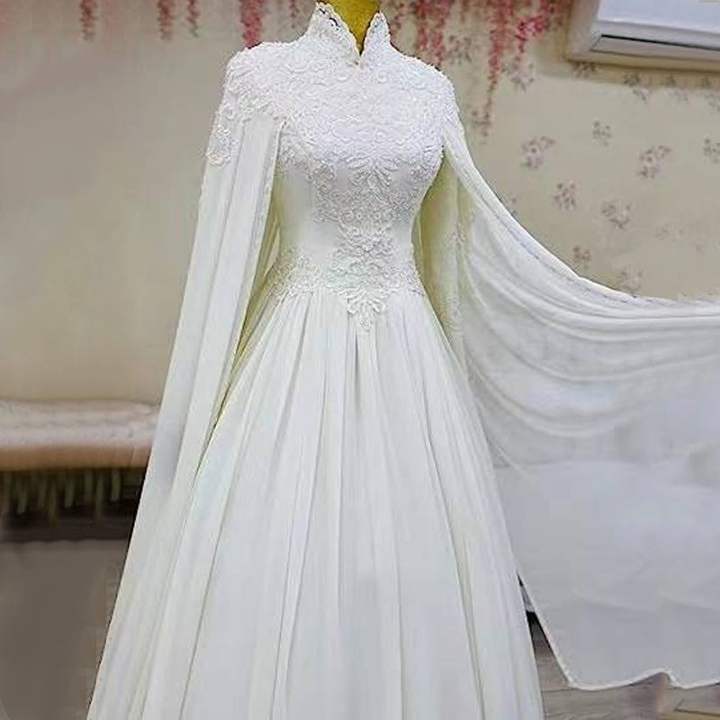 Lace Slim Long Sleeve Fishtail Wedding Dress - Onouthati