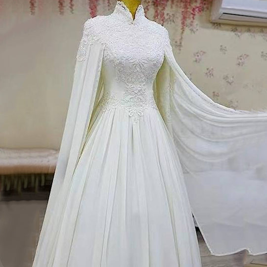 Lace Slim Long Sleeve Fishtail Wedding Dress - Onouthati