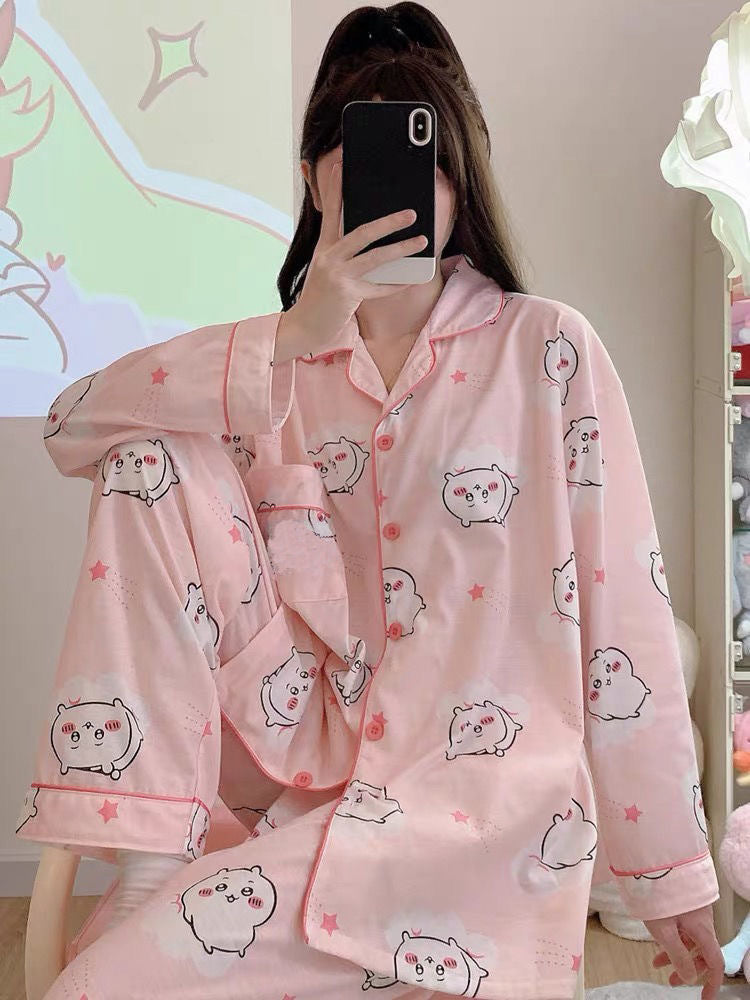 Japanese Sweet Cartoon Long Sleeved Pajamas For Women - Onouthati