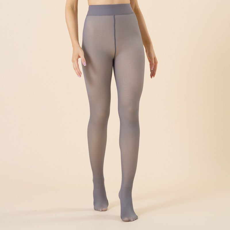 Outer Wear Fake Transparent One-word Crotch Leggings Warm Women's Transparent Pantyhose - Onouthati