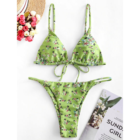 Summer Flowers Print Bikini Sexy Beach Swimming Suit Fashion Push Up Swimsuit Womens Clothing - Onouthati
