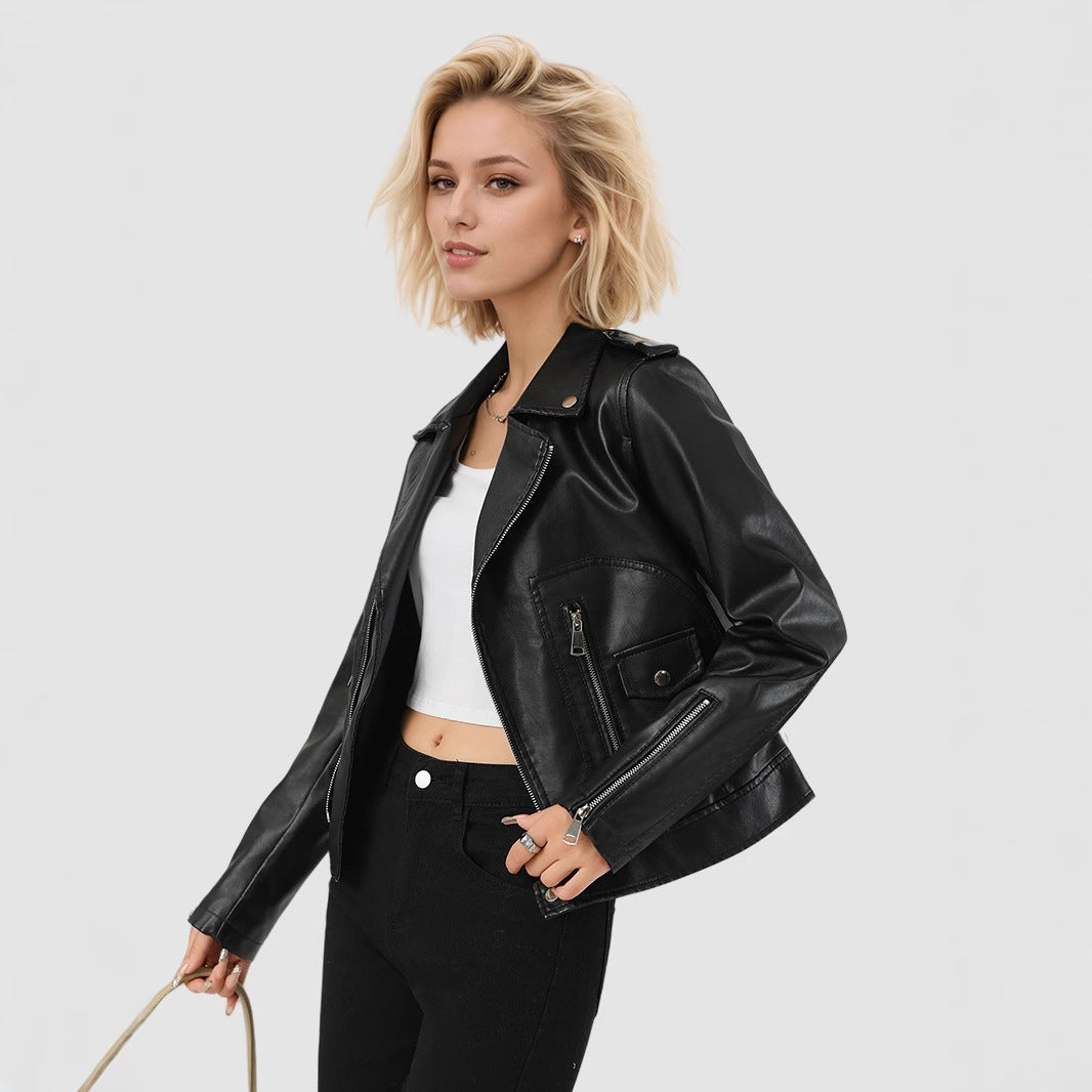 Women's Leather Top Short Coat - Onouthati