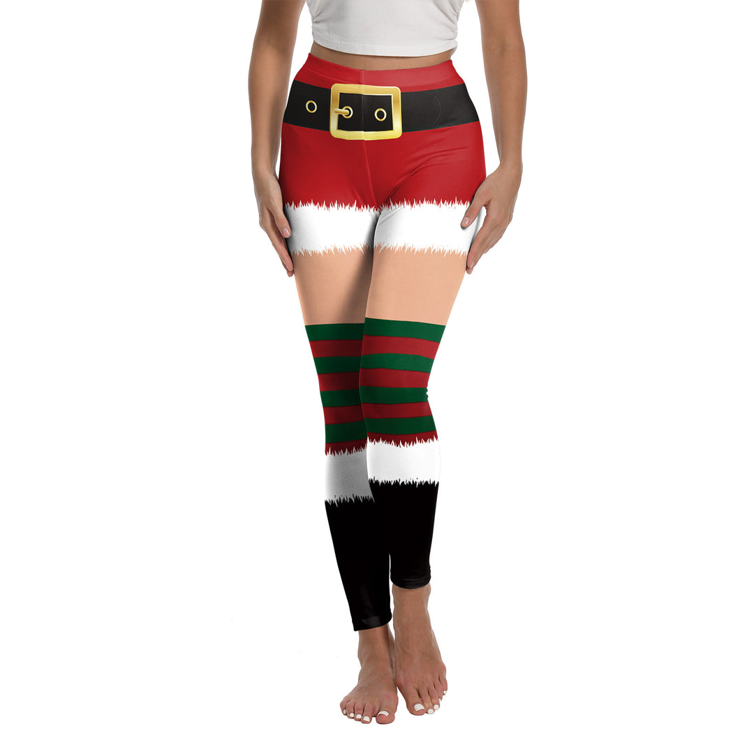Christmas Printed Sports Yoga Elastic Leggings For Women - Onouthati