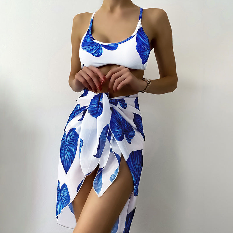 Bikini Printed Three-piece Set Swimsuit For Women - Onouthati