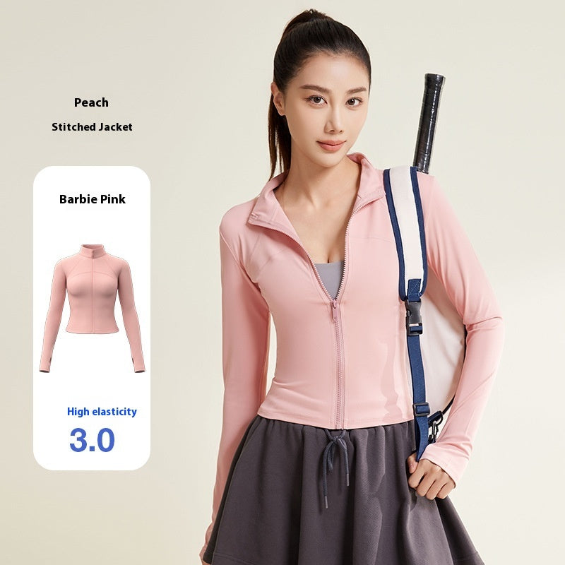 Patchwork Yoga Jacket Breathable And UV-resistant Workout Clothes - Onouthati