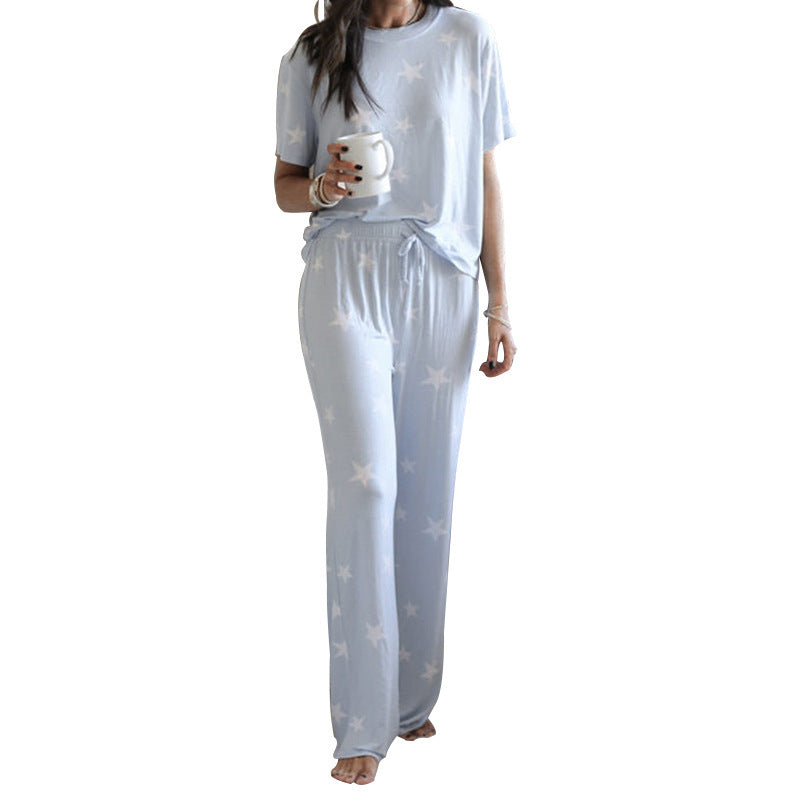 Women Printed Two-Piece Pajamas Suits - Onouthati