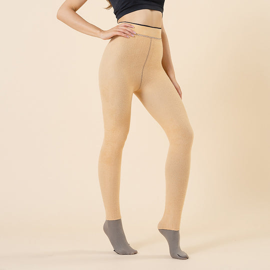 Outer Wear Fake Transparent One-word Crotch Leggings Warm Women's Transparent Pantyhose - Onouthati