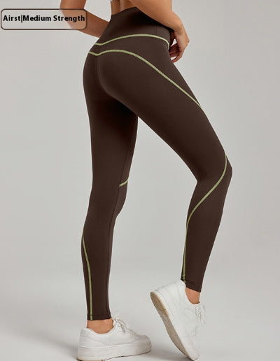 Line Contrast Color Yoga Pants Outdoor Mountaineering 7A Antibacterial Hip Lifting - Onouthati