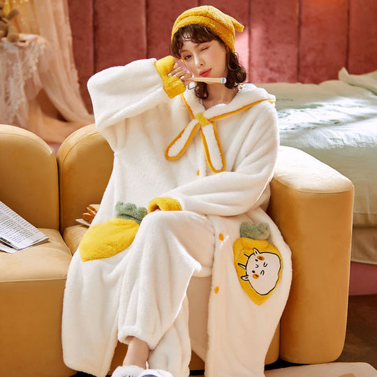 Sweet Fall Pajamas  Flannel Nightgown Women - Onouthati