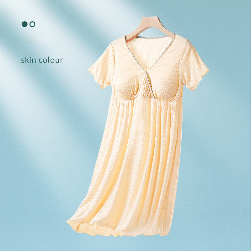 Breastfeeding Dress Thin Breastfeeding Modal Pajamas Pregnant Women - Onouthati