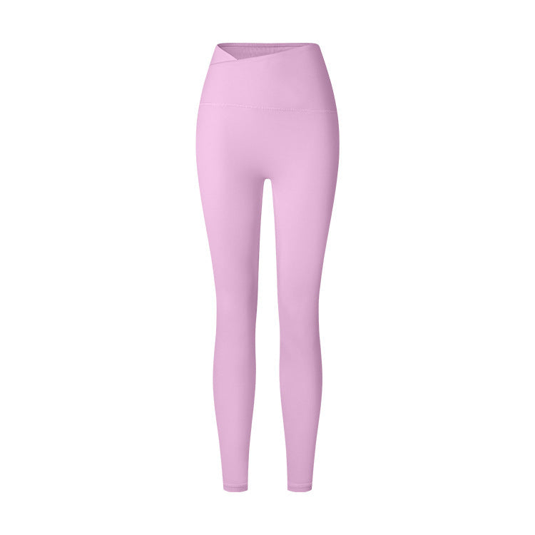 Autumn And Winter Cross Waist Nude Feel Sports Trousers - Onouthati