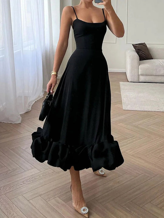 Sling Ball Large Skirt Solid Color Dress Women - Onouthati