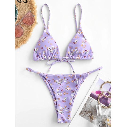 Summer Flowers Print Bikini Sexy Beach Swimming Suit Fashion Push Up Swimsuit Womens Clothing - Onouthati
