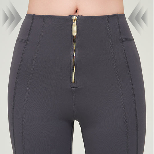 High Waist Zipper Bell-bottom Trousers For Women Slimming Butt Lifting Flared Leggings Sports Gym Fitness Yoga Pants Quick-drying - Onouthati