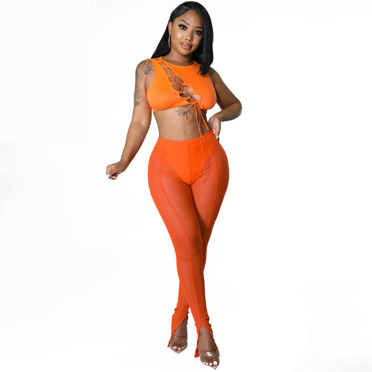 Skinny Mesh See-through Leggings For Women - Onouthati