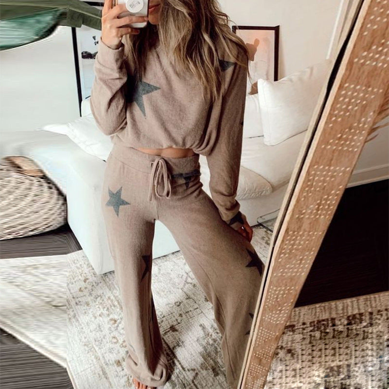 Women Printed Long-Sleeved Home Service Suit Pajamas - Onouthati