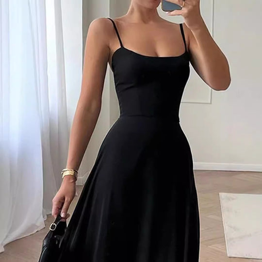 Sling Ball Large Skirt Solid Color Dress Women - Onouthati