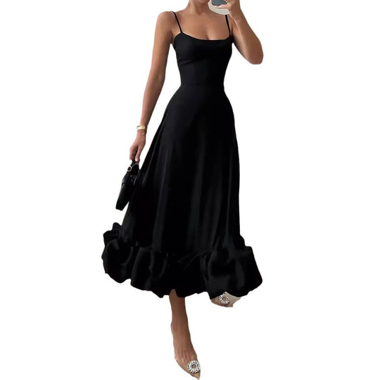 Sling Ball Large Skirt Solid Color Dress Women - Onouthati