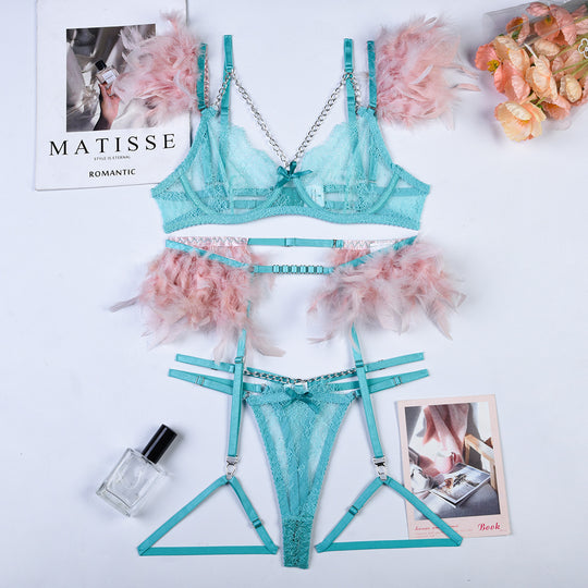 Christma Chains Lace Sexy Lingerie Women Underwear Bra Pa - Onouthati