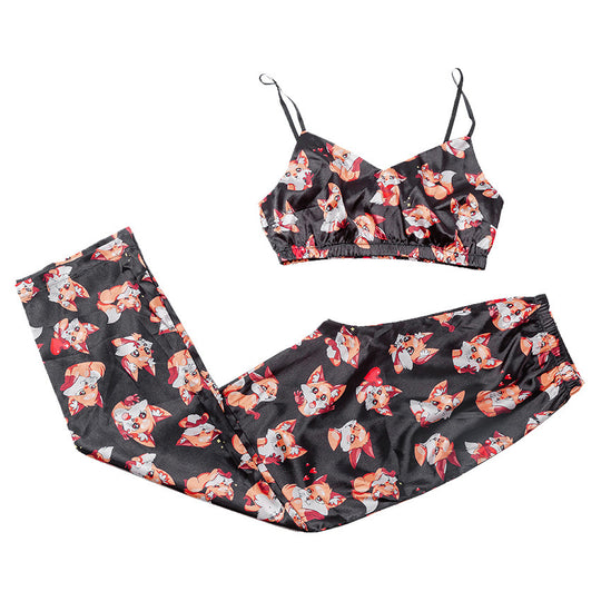 Printed underwear suspender pajamas housewear women - Onouthati