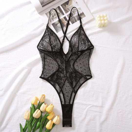 Shoulder Strap See-through Lace Jumpsuit For Women - Onouthati