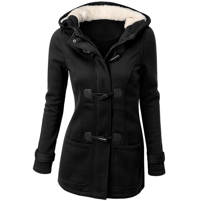 warm winter fur collar jackets women new horn button Long down coat women parka Plus Size female parka hoodies Women - Onouthati