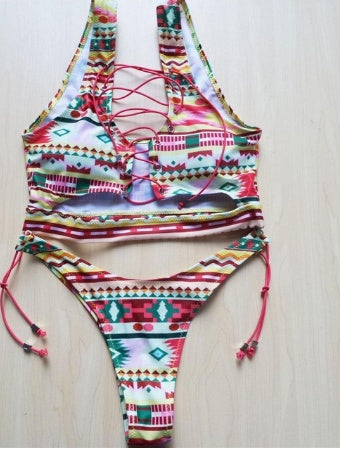 Pineapple Bikini for big boob Women Lace Up Swimwear Thong bikini set two pieces Swimsuit Bathing Suit female - Onouthati