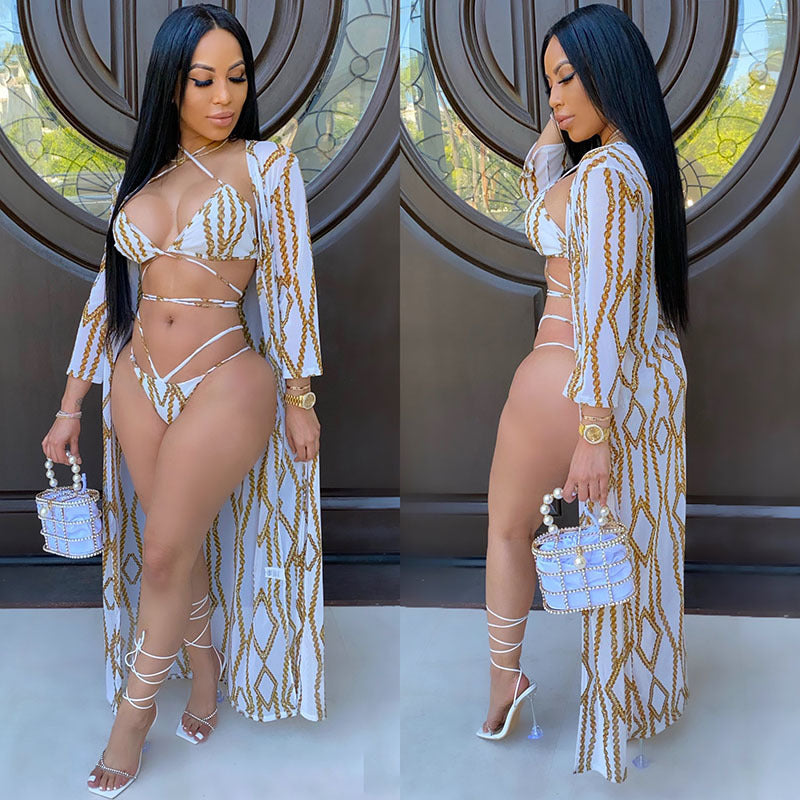 Three-piece bikini beach swimsuit suit - Onouthati