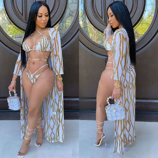 Three-piece bikini beach swimsuit suit - Onouthati