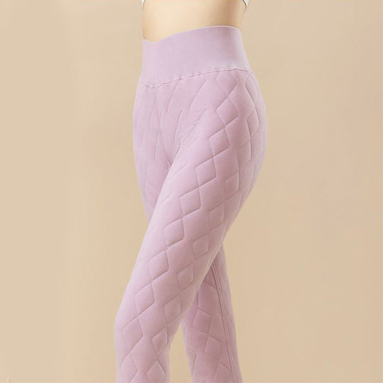 Warm Thickened Cashmere Leggings Winter Rhombus Stitching Pants Outerwear High Waist Slim Trousers Women Clothing - Onouthati
