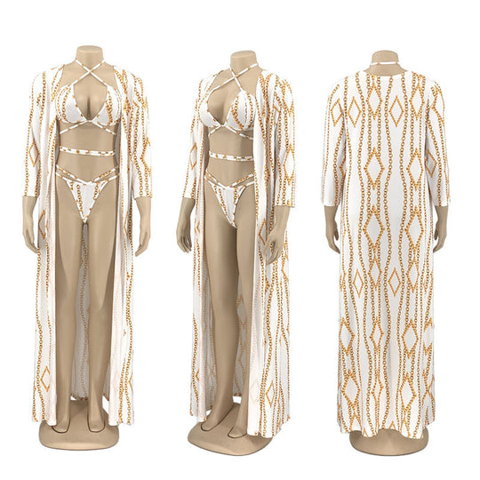 Three-piece bikini beach swimsuit suit - Onouthati