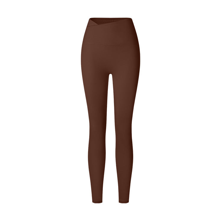 Autumn And Winter Cross Waist Nude Feel Sports Trousers - Onouthati