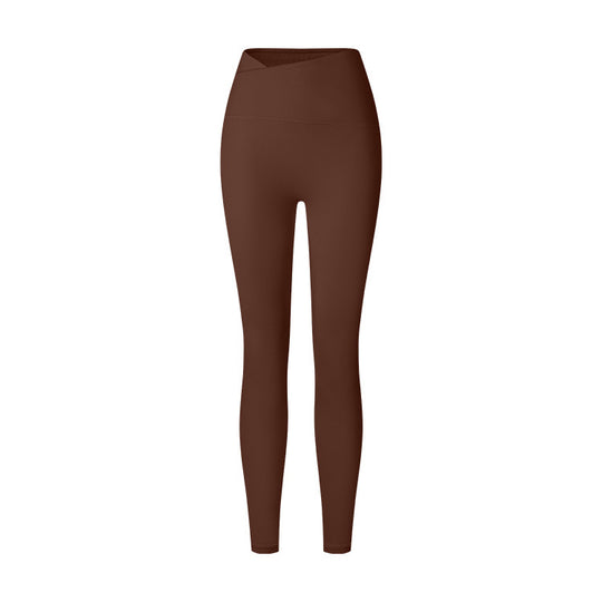 Autumn And Winter Cross Waist Nude Feel Sports Trousers - Onouthati