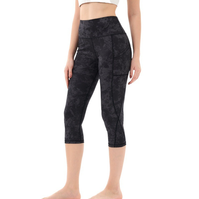 Cropped Pants Yoga Clothes Leggings Printed Fitness Pants - Onouthati