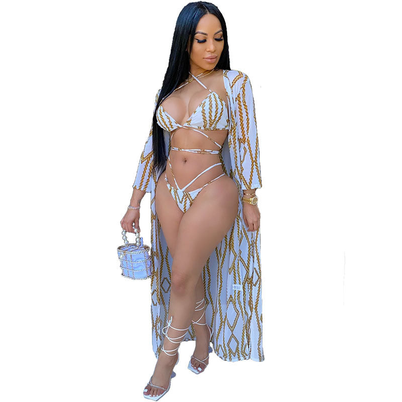 Three-piece bikini beach swimsuit suit - Onouthati