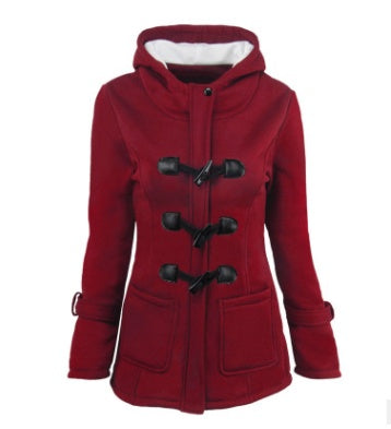 warm winter fur collar jackets women new horn button Long down coat women parka Plus Size female parka hoodies Women - Onouthati