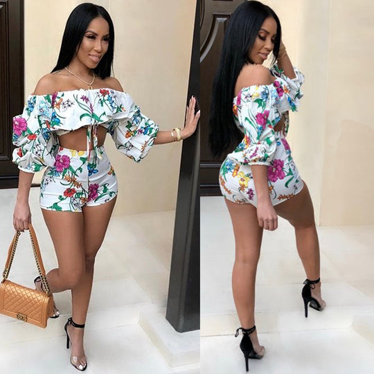 European and American sexy digital printing pile sleeves two-piece - Onouthati