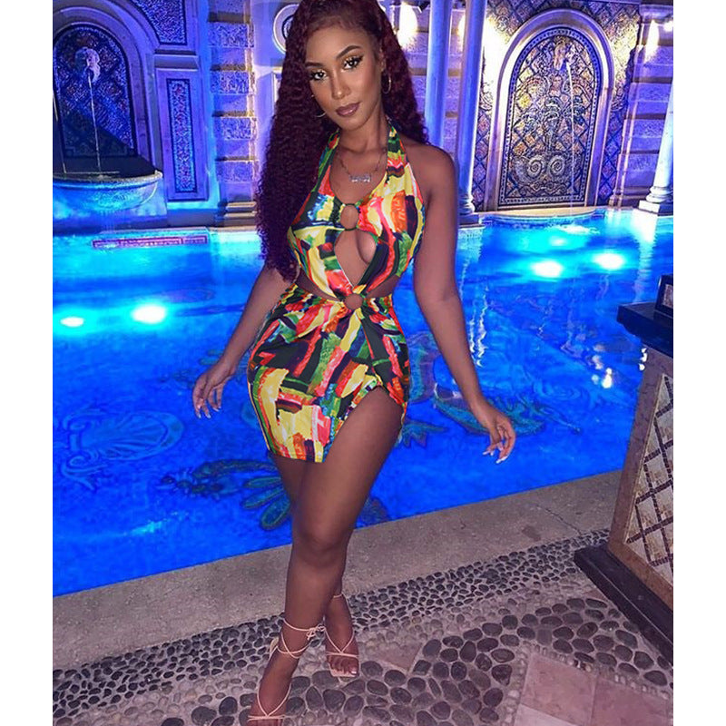 Slip Print Split Bikini For Women In Knitted Swimsuit - Onouthati