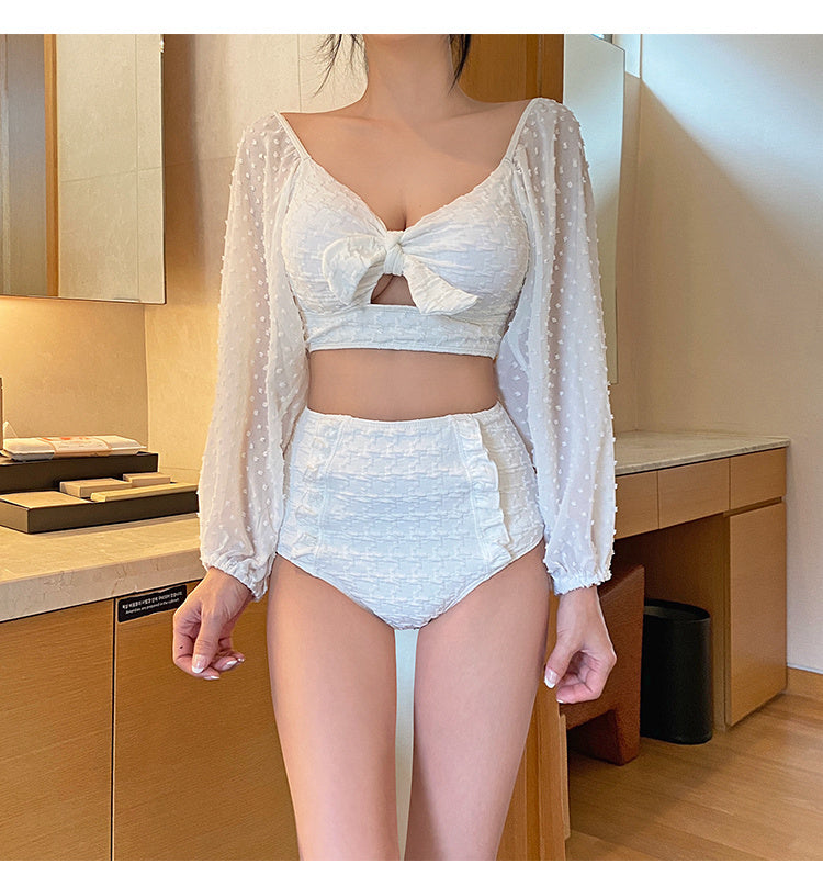 Fashion Lace Long Sleeve Sunscreen Bikini - Onouthati