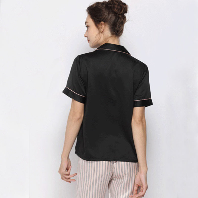 Pajamas Women Simulation Silk Suit Short-sleeved Trousers - Onouthati