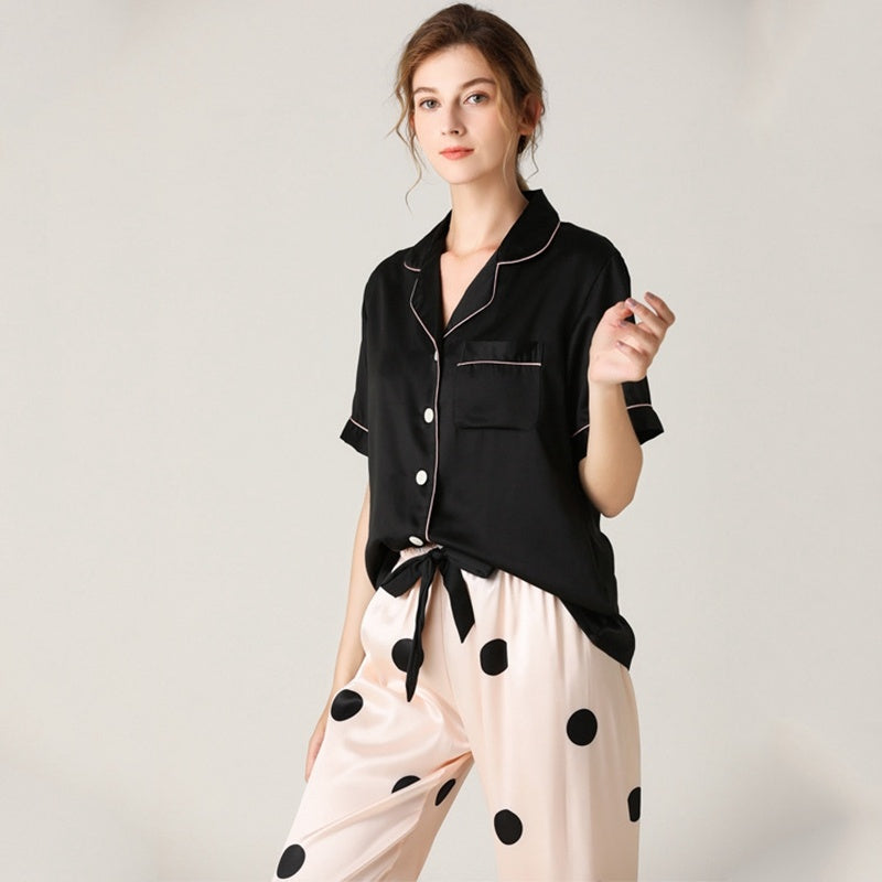 Pajamas Women Simulation Silk Suit Short-sleeved Trousers - Onouthati