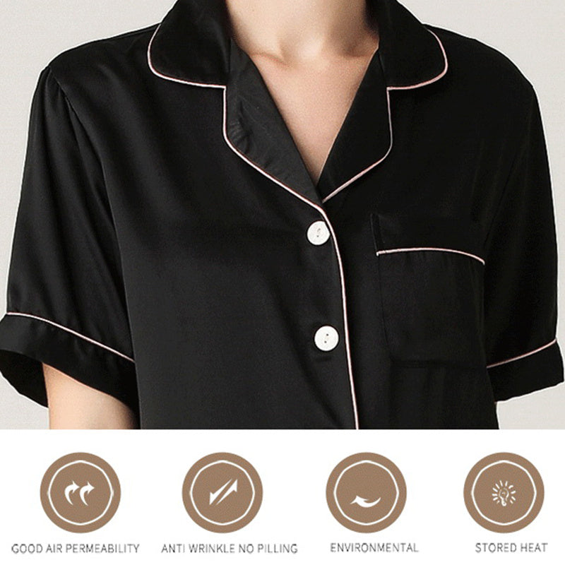 Pajamas Women Simulation Silk Suit Short-sleeved Trousers - Onouthati