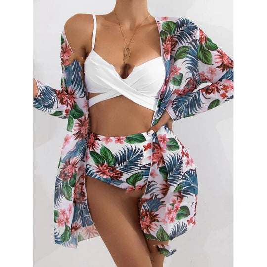 New Swimsuit European And American Three-Piece Bikini Cross-Border Exclusively For Mesh Split Swimsuit Women Bikini - Onouthati