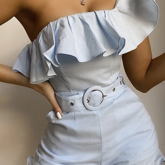 COSYGAL Sexy Jumpsuit Romper Shorts Playsuit Club Summer Women Clothing Bodycon Bodysuit One Shoulder Femme Catsuit Clothes - Onouthati