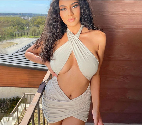 Sexy Halter Halter Hollow Dress Women - Onouthati